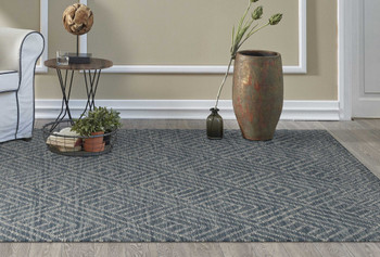 7' x 10' Denim Blue Hand Tufted Space Dyed Geometric Indoor Area Rug