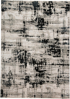 7' x 10' Black White and Gray Stain Resistant Area Rug