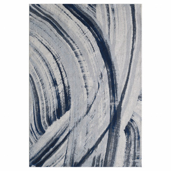 7' x 10' Blue Abstract Dhurrie Rectangle Area Rug