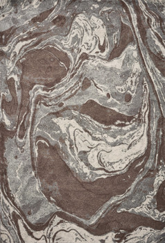 7' x 10' Mocha Brown Machine Woven Abstract Watercolor Indoor Area Rug