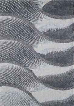 7' x 10' Blue and Gray Abstract Dhurrie Area Rug