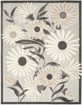 7' x 10' Beige Floral Stain Resistant Non Skid Area Rug