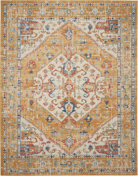 7' x 10' Yellow and Ivory Dhurrie Area Rug