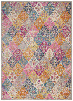 7' x 10' Pink and Gray Geometric Dhurrie Area Rug