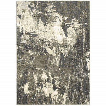 7' x 10' Gray and Ivory Abstract Area Rug