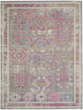 7' x 10' Pink and Gray Abstract Power Loom Area Rug