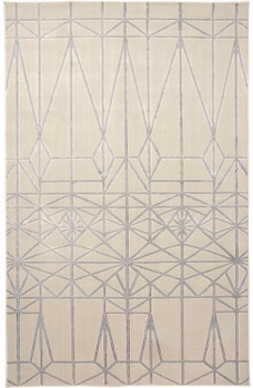 7' x 10' White Silver and Gray Geometric Stain Resistant Area Rug