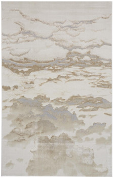 7' x 10' Ivory Tan and Gray Abstract Stain Resistant Area Rug
