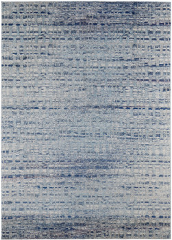 7' x 10' Blue & Ivory Abstract Power Loom Stain Resistant Area Rug