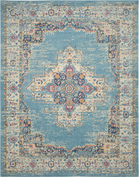 7' x 10' Light Blue Southwestern Power Loom Area Rug