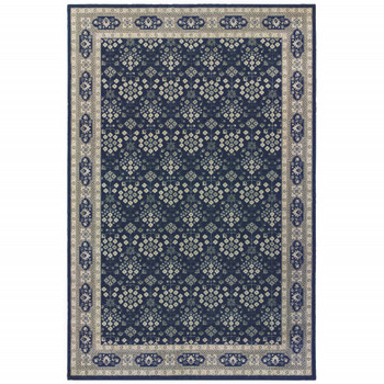 7' x 10' Navy and Gray Floral Ditsy Area Rug