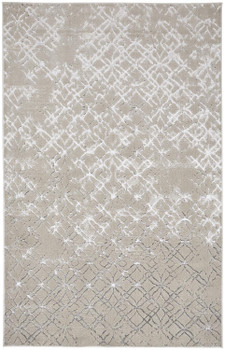 7' x 10' Silver Gray & White Abstract Stain Resistant Area Rug