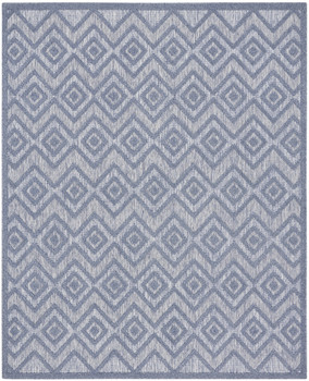7' x 10' Blue Geometric Flat Weave Polypropylene Area Rug
