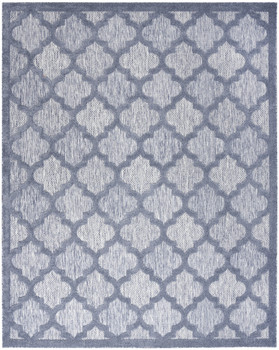 7' x 10' Blue Geometric Flat Weave Area Rug