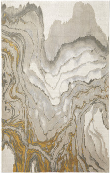 7' x 10' Gold Ivory and Gray Abstract Stain Resistant Area Rug
