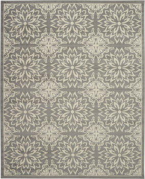 7' x 10' Gray Floral Power Loom Area Rug