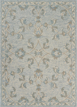 7' x 9' Blue and Ivory Wool Hand Tufted Area Rug