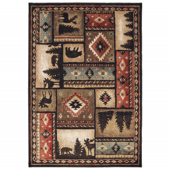 7' x 9' Black and Brown Nature Lodge Area Rug