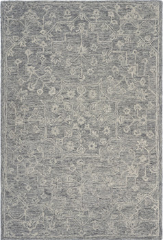 7' x 9' Gray Floral Finesse Area Rug
