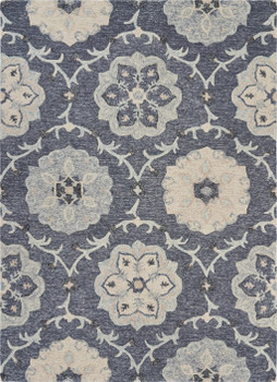 7' x 9' Blue and Gray Wool Hand Tufted Area Rug