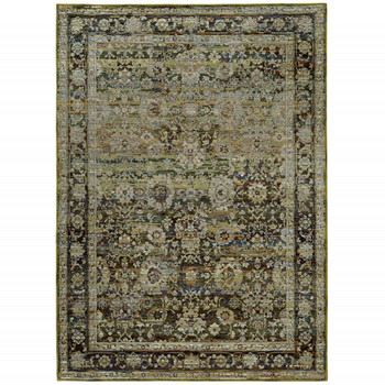 7' x 9' Green and Brown Floral Area Rug