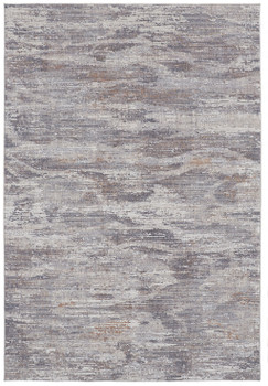 7' x 9' Taupe Tan and Orange Abstract Power Loom Distressed Stain Resistant Area Rug