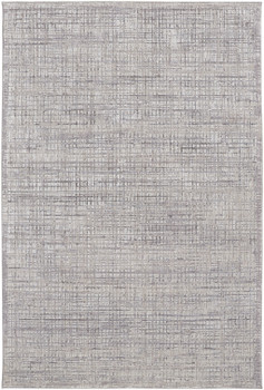 7' x 9' Taupe and Ivory Plaid Power Loom Distressed Stain Resistant Area Rug