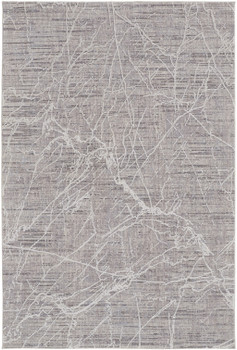 7' x 9' Taupe and Gray Abstract Power Loom Distressed Stain Resistant Area Rug