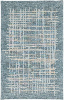 8' x 10' Blue and Ivory Wool Plaid Tufted Handmade Stain Resistant Area Rug