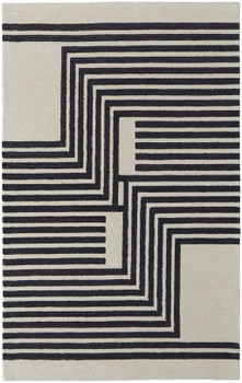 8' x 10' Gray Ivory and Black Wool Abstract Tufted Handmade Area Rug