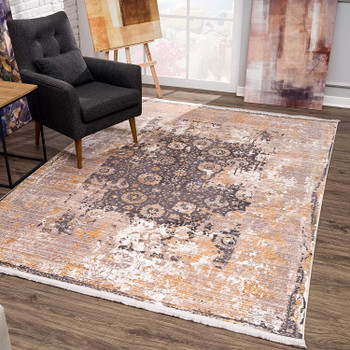 8' x 10' Gray Oriental Dhurrie Non Skid Area Rug