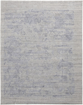 8' x 10' Gray and Blue Abstract Hand Woven Area Rug