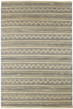 8' x 10' Blue and Beige Chevron Striped Area Rug