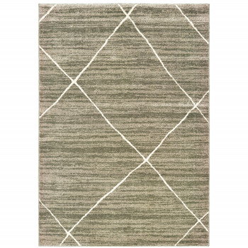 8' x 10' Grey and Ivory Geometric Power Loom Stain Resistant Area Rug