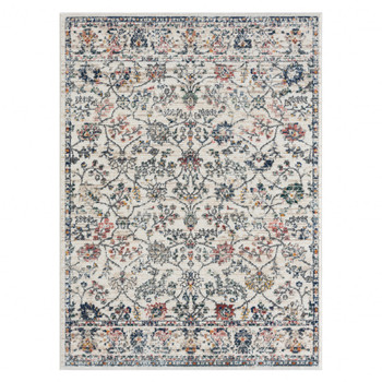 8' x 10' Ivory Floral Rectangle Area Rug