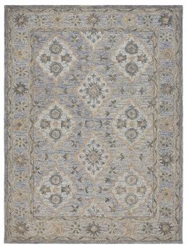 8' x 10' Blue and Tan Traditional Area Rug