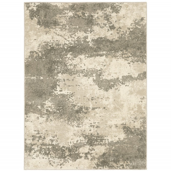 8' x 10' Beige & Grey Abstract Power Loom Stain Resistant Area Rug