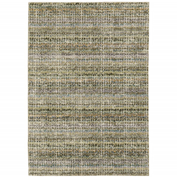 8' x 10' Green Grey and Purple Abstract Power Loom Stain Resistant Area Rug