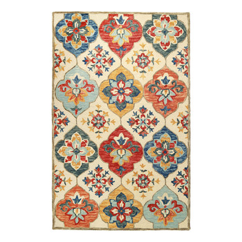 8' x 10' Cream and Rust Wool Geometric Tufted Stain Resistant Area Rug