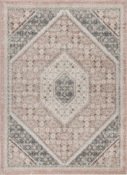 8' x 10' Gray and Soft Pink Traditional Area Rug