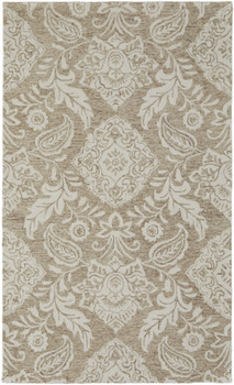 8' x 10' Tan and Ivory Wool Paisley Tufted Handmade Stain Resistant Area Rug