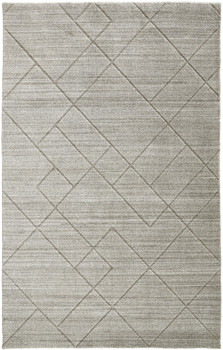 8' x 10' Ivory and Silver Striped Hand Woven Area Rug