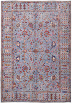 8' x 10' Gray Blue and Red Floral Power Loom Area Rug