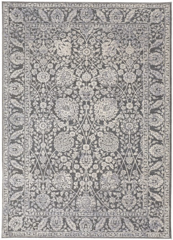 8' x 10' Taupe and Ivory Floral Power Loom Area Rug