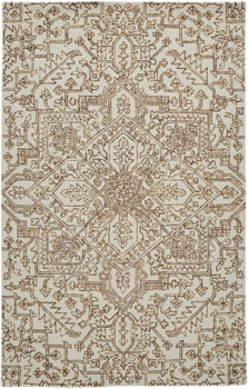 8' x 10' Ivory and Brown Wool Floral Tufted Handmade Stain Resistant Area Rug