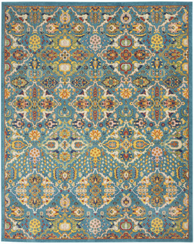 8' x 10' Blue Floral Power Loom Rectangle Area Rug