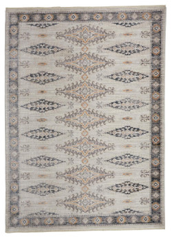 8' x 10' Gray Blue and Orange Floral Stain Resistant Area Rug