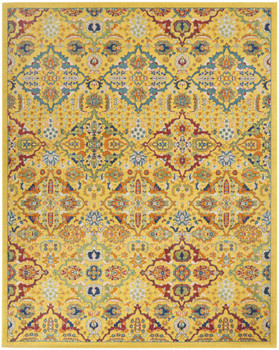 8' x 10' Yellow Floral Power Loom Area Rug