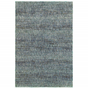 8' x 10' Blue Grey Silver and Green Power Loom Stain Resistant Area Rug