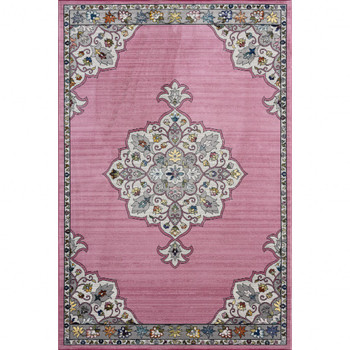 8' x 10' Pink Traditional Medallion Area Rug